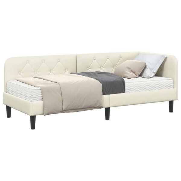 vidaXL Hörn Sängram med madrass med huvudgavel Kräm 80 x 200 cm Sammet