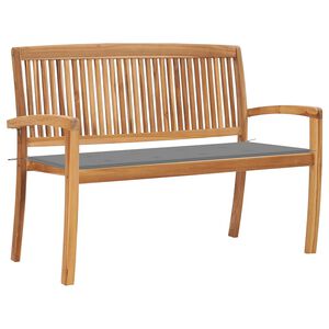vidaXL Stapelbar tr&auml;dg&aring;rdsb&auml;nk med dyna 128,5 cm massiv teak