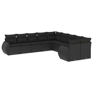 vidaXL Loungegrupp 10 delar med svarta dynor konstrotting