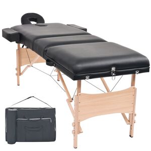 vidaXL Hopf&auml;llbar massageb&auml;nk 3 sektioner 10 cm tjock svart