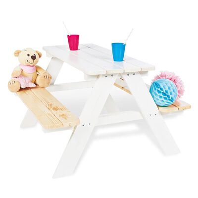 Pinolino Bänkbord för barn Nicki für 4 trä vit