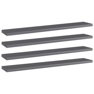 vidaXL Hyllplan 4 st gr&aring; h&ouml;gglans 60x10x1,5 cm konstruerat tr&auml;