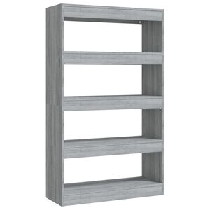 vidaXL Bokhylla/Rumsavdelare gr&aring; sonoma 80x30x135 konstruerat tr&auml;