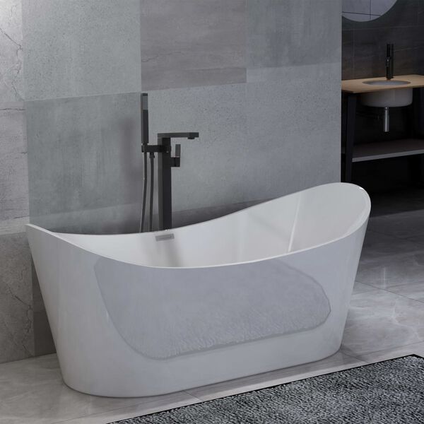 vidaXL Frist&aring;ende badkar och blandare 204 L 90 cm svart