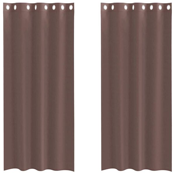 vidaXL Voile gardiner med genomföringar 2 st brun 140x245 cm