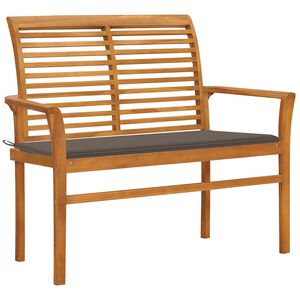 vidaXL Tr&auml;dg&aring;rdsb&auml;nk med taupe dyna 112 cm massiv teak