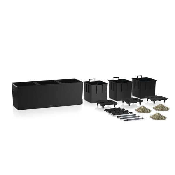 LECHUZA Odlingslåda TRIO Stone 30 ALL-IN-ONE grafitsvart