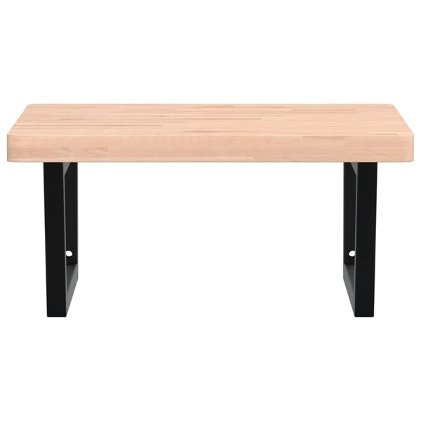 vidaXL V&auml;ggmonterad handfatshylla st&aring;l och massiv bok