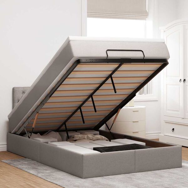 vidaXL Ottoman s&auml;ngram med madrass taupe 120x200 cm tyg