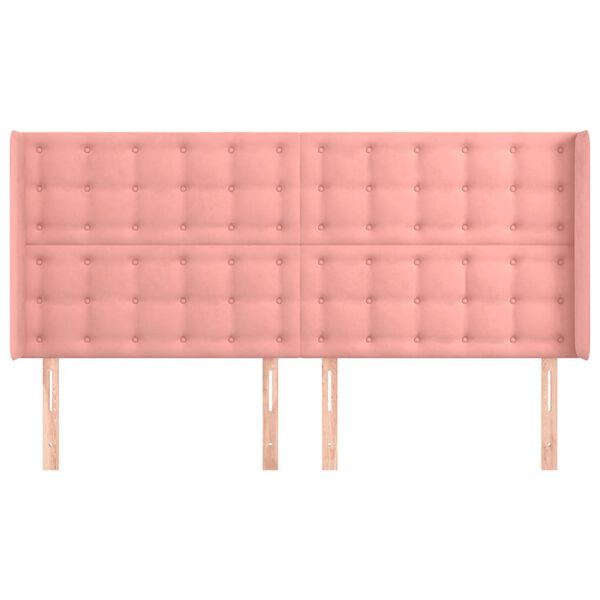 vidaXL Sänggavel med kanter rosa 203x16x118/128 cm sammet