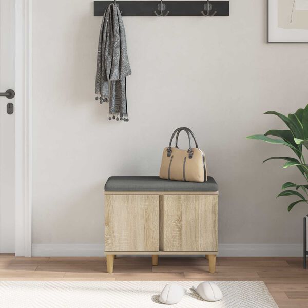 vidaXL Hallb&auml;nk med kudde med lagring Sonoma-ek 60 x 38 x 46 cm