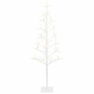 vidaXL LED-julgran med ljusslinga Vit 18 x 18 x 120 cm St&aring;l