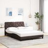 vidaXL Bed Frame with LED without Mattress Dark Brown 140x190 cm Fabric