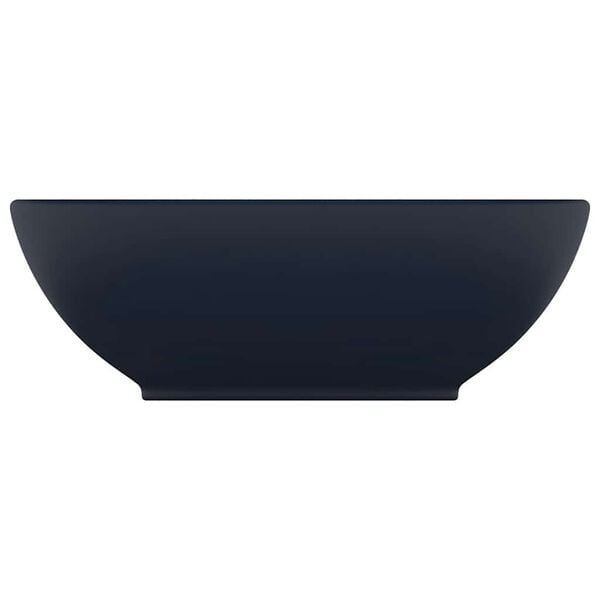 vidaXL Lyxigt ovalt handfat matt m&ouml;rkbl&aring; 40x33 cm keramik