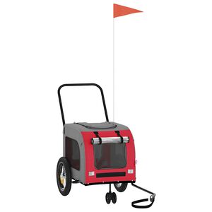 vidaXL Cykelkärra för husdjur Röd och grå 124,5 x 63,5 x 53 cm