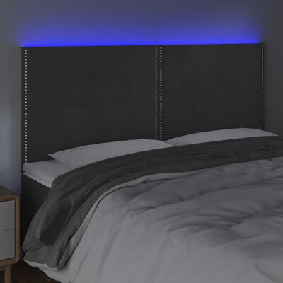 vidaXL Sänggavel LED mörkgrå 180x5x118/128 cm sammet