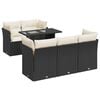 vidaXL Loungegrupp med dynor 6 delar svart konstrotting