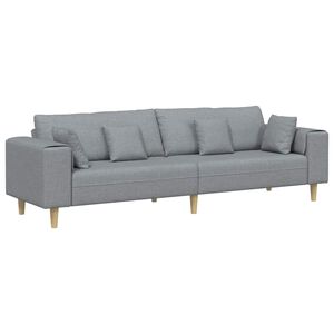 vidaXL Soffa med kudde Ljusgr&aring; 250 x 77 x 76 cm tyg