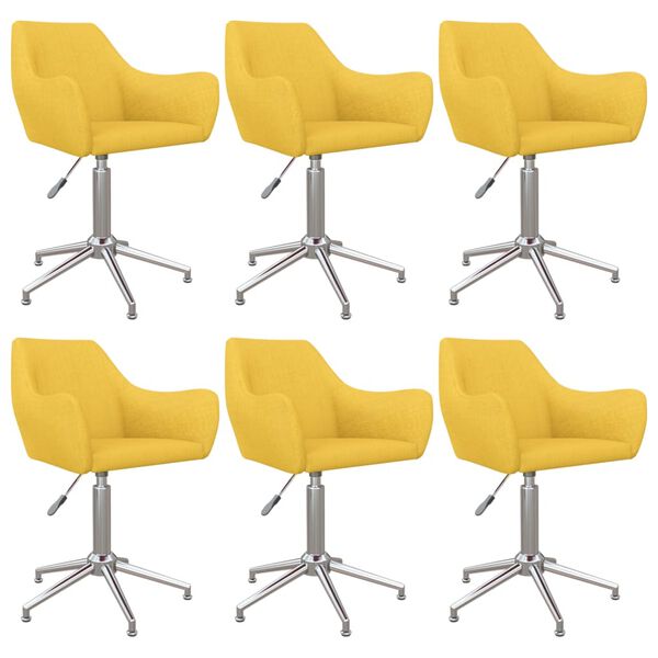vidaXL Snurrbara matstolar 6 st gul tyg