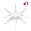 vidaXL Stj&auml;rnor med LED-belysning 3 st vikbar vit 57 cm