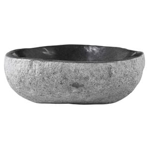 vidaXL Handfat Oval Gr&aring; (32-37) x (27-30) x 12 cm Flodsten