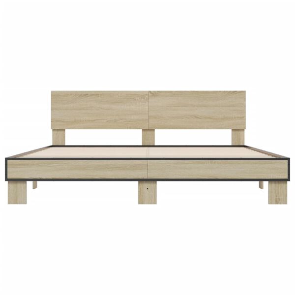 vidaXL S&auml;ngram sonoma-ek 180x200 cm konstruerat tr&auml; och metall