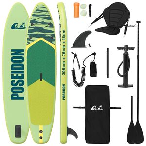 vidaXL SUP-br&auml;da med sits 2-i-1 POSEIDON 305 x 76 x 15 cm Gr&ouml;n f&ouml;r