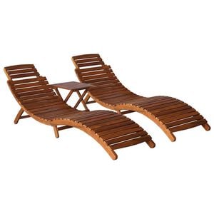 vidaXL Sols&auml;ngar med bord 3 delar massivt akaciatr&auml;