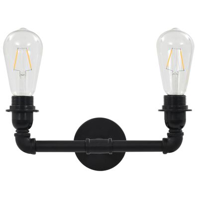 vidaXL Vägglampa 2-vägs svart 2 x E27-lampor