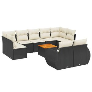 vidaXL Loungegrupp 10 delar med svarta dynor konstrotting