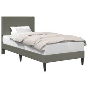 vidaXL S&auml;ngram med huvudgavel Ljusgr&aring; 90 x 190 cm Kordread tyg