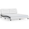 vidaXL Bed Frame with LED without Mattress "Hvar" White and Black 180x200 cm