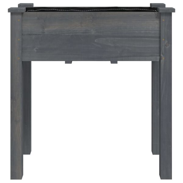 vidaXL Odlingslåda med foder grå 71x37x76 cm massivt granträ