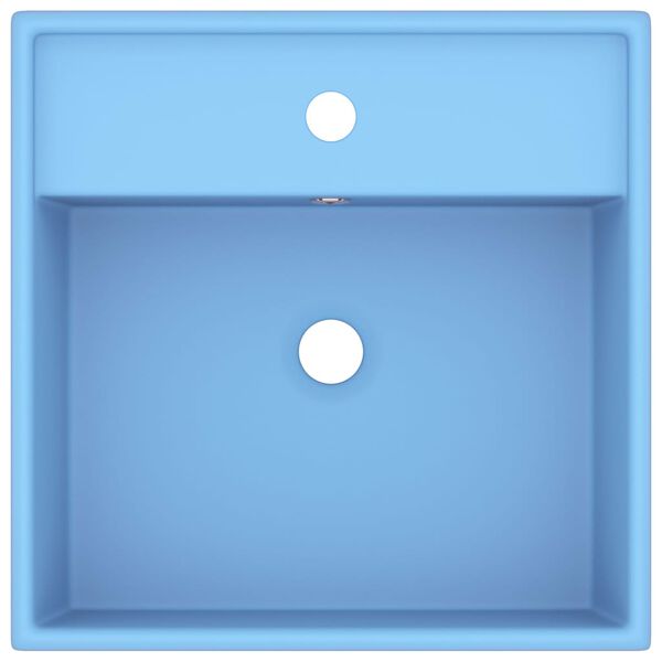 vidaXL Fyrkantigt handfat br&auml;ddavlopp matt ljusbl&aring; 41x41 cm keramik