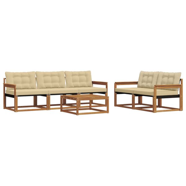 vidaXL Utomhussoffset med kudde 6 pcs Naturlig och Beige