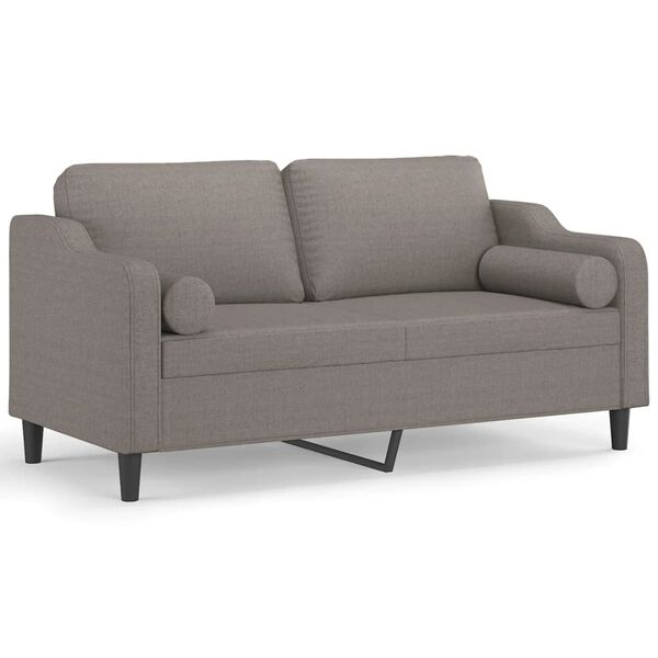 vidaXL 2-sits soffa med prydnadskuddar taupe 140 cm tyg
