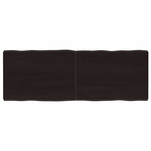 vidaXL Bordsskiva m&ouml;rkbrun 140x50x(2-6) cm massivt tr&auml; levande kant