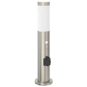 vidaXL Pollare med sensor och uttag 50 cm rostfritt st&aring;l IP44