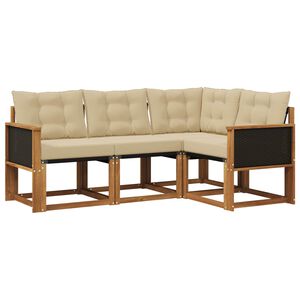 vidaXL Utomhussoffset med kudde 4 pcs Naturlig och Beige