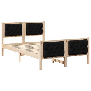 vidaXL S&auml;ngram med huvudgavel Svart 135 x 190 cm Massiv furu