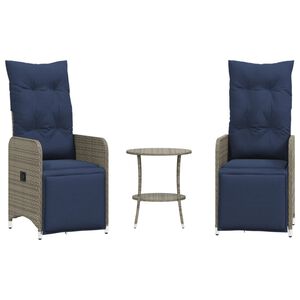 vidaXL Tr&auml;dg&aring;rdsstolar 2 st med bord gr&aring; konstrotting