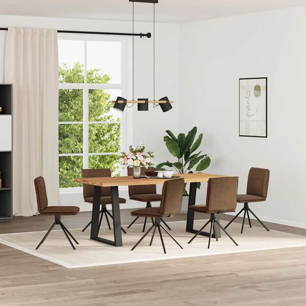 vidaXL Matstolar 6 st brun konstmocka