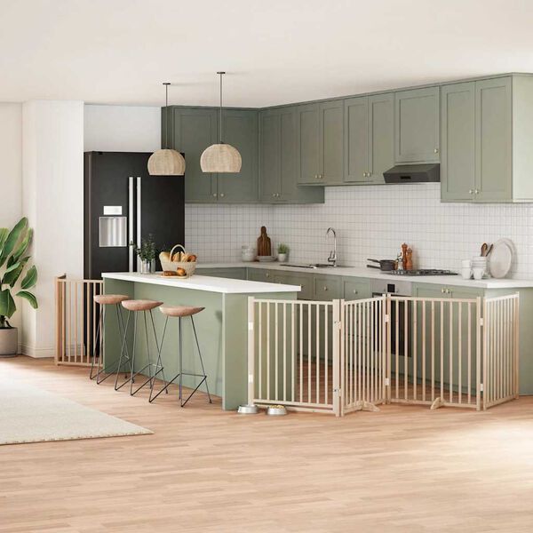 vidaXL Hundgrind med d&ouml;rr vikbar 12 paneler 960 cm poppel