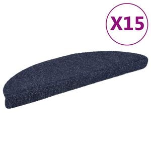 vidaXL Trappmattor sj&auml;lvh&auml;ftande 15 st 56x17x3 cm bl&aring; halvrunda