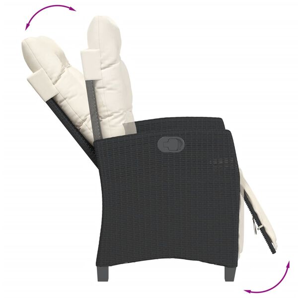 vidaXL Matgrupp f&ouml;r tr&auml;dg&aring;rden med dynor 3 delar svart konstrotting