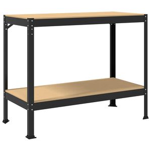 vidaXL Arbetsb&auml;nk Svart 115 x 55 x 91 cm Konstruktions tr&auml; och metall