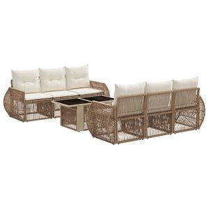 vidaXL Tr&auml;dg&aring;rdsoffset 7 st Beige och kr&auml;mvit konstrotting