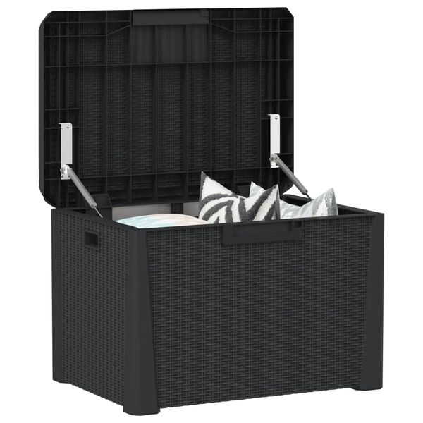 vidaXL Dynbox med sittdyna antracit 125 l PP