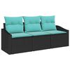 vidaXL Soffset med kudde 3 pcs Svart konstrotting