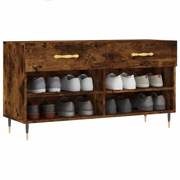 vidaXL Skobänk rökfärgad ek 102x35x55 cm konstruerat trä